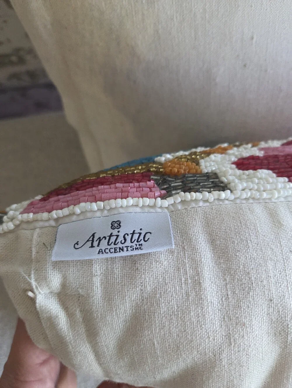 Artistic Accents Beaded Throw Pillows Set of 2 16x16